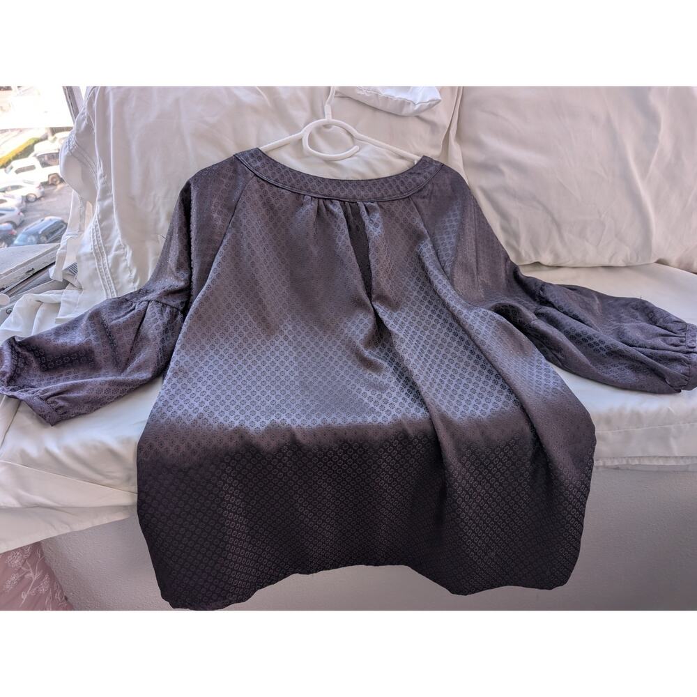 New Additions Maternity Floral Jacquard Balloon Sleeve charcoal gray Blouse XL - Picture 8 of 10